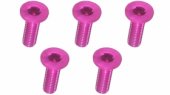 3RACING M3 x 10 AL7075 Flat Head Hex Socket - Machine (5 Pcs) Pink - TS-FSM310AL/PK