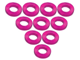 3RACING Common Hopup Aluminium Washer Aluminium M3 Flat Washer 1.0mm (10 Pcs) - Pink - 3RAC-WF310/PK