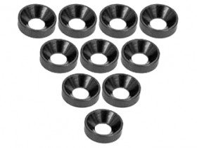 3RACING Aluminium M3 Countersink Washer (10 Pcs) - Black - 3RAC-WC3/BK