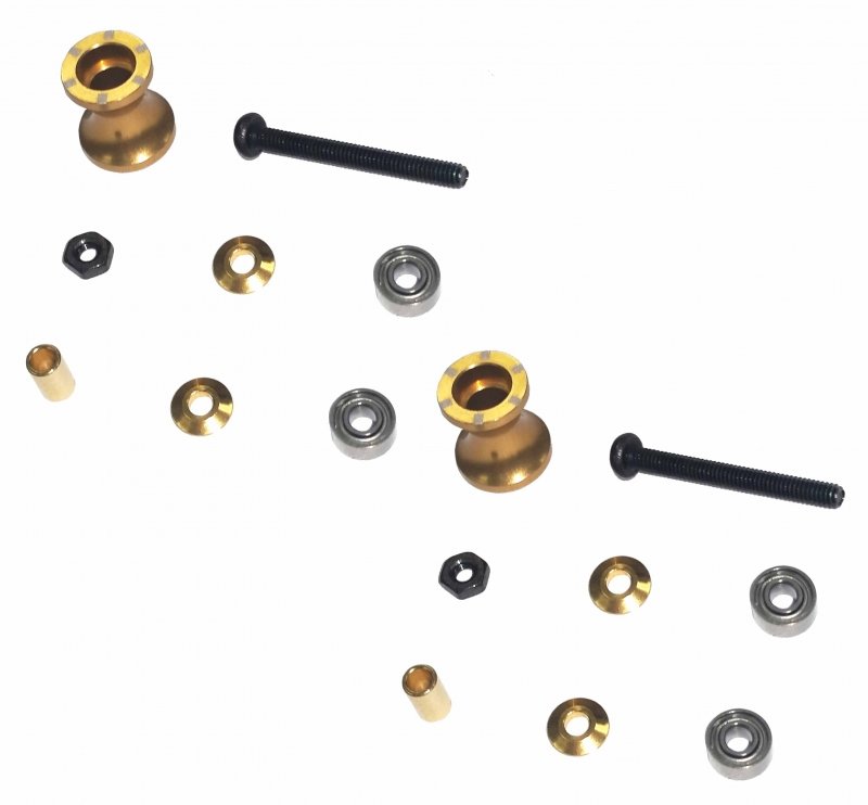 Tamiya Mini 4WD Double Aluminum Rollers ( 8-9mm )(Golden) - 3RACING M4WD-33/GO