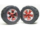 Traxxas Revo HPI Savage 21 /HPI Savage 25 /Traxxas Revo Ton Wheel & Tyre Set 40 Series - Wide Offset ( 1 Pairs ) - Red Color - 3RACING RE-043A/R2 Traxxas Revo HPI Savage 21 /HPI Savage 25 /Traxxas Revo Ton Wheel & Tyre Set 40 Series - Wide Offset ( 1 Pairs ) - Red Color - 3RACING RE-043A/R2