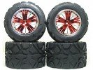 Traxxas Revo HPI Savage 21 /HPI Savage 25 /Traxxas Revo Ton Wheel & Tyre Set 40 Series - Wide Offset ( 2 Pairs ) - Red Color - 3RACING RE-043A/R4 Traxxas Revo HPI Savage 21 /HPI Savage 25 /Traxxas Revo Ton Wheel & Tyre Set 40 Series - Wide Offset ( 2 Pairs ) - Red Color - 3RACING RE-043A/R4