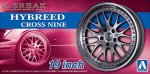 Aoshima 06114 - 1/24 K-BREAK Hybreed Cross Nine 19inch Wheels and Tires Tuned Parts #101