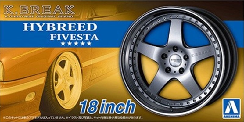 Aoshima 06112 - 1/24 K-BREAK Hybreed Fivesta 18inch Wheels and Tires Tuned Parts #99