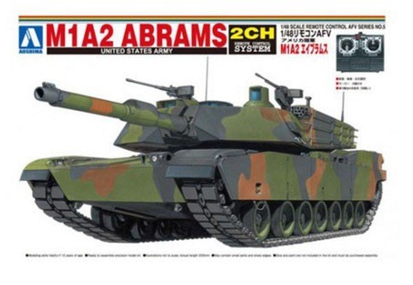 Aoshima 00080 - 1/48 USA M1A2 Abrams Remote Control AFV Model Kits