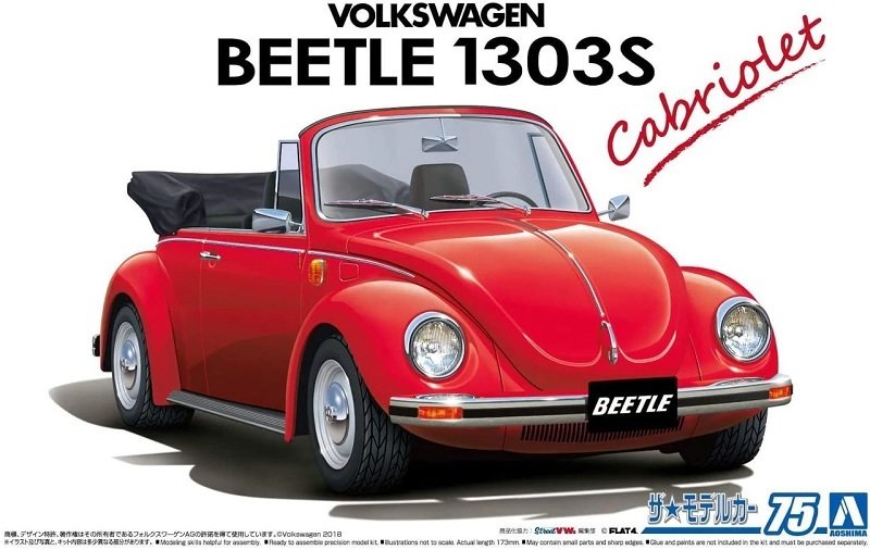 Aoshima 06154 - 1/24 Volkswagen Beetle 1303S Cabriolet 1975 The Model Car No.75