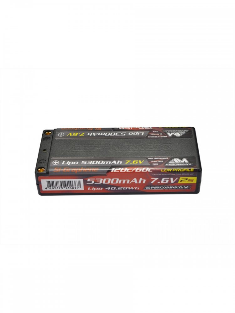 Arrowmax AM-700721 AM LiPo 5300mAh Low Profile Petite - 7.6V 60C/120C 5mm (Si-Graphene)