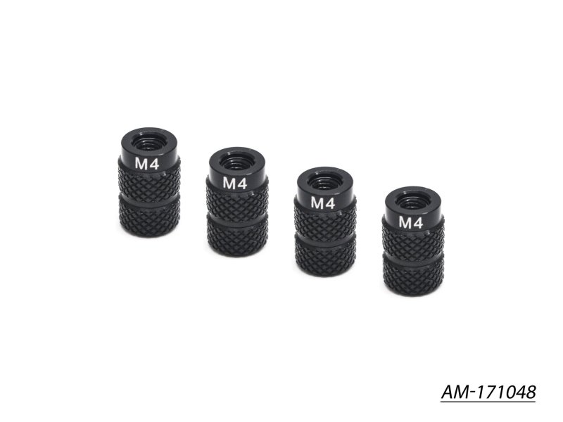 Arrowmax AM-171048 4mm Aluminium Nut For 1/10 Set-Up System Black Golden (4)