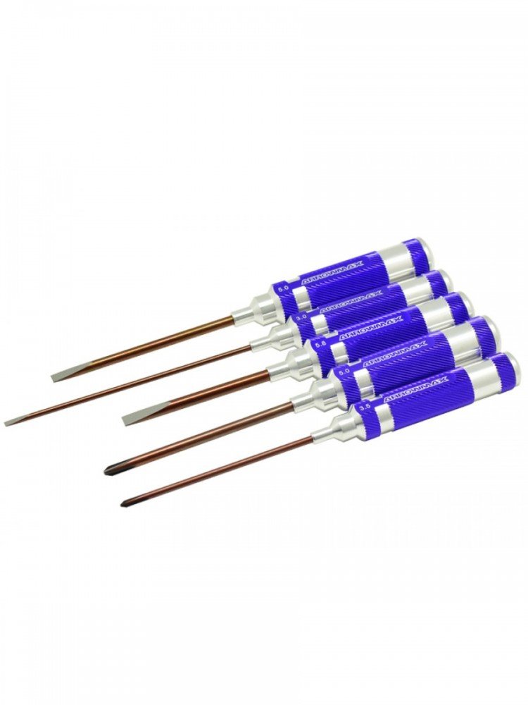 Arrowmax AM-290901 Phillips Screwdriver Set 3.5 5.0 & 5.8 X 120mm + Flat Head Screwdriver Set 3.0 & 5.0 - 5-teilig