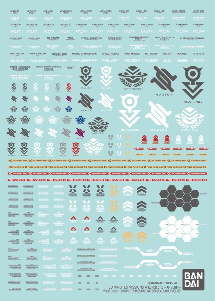 Bandai 5074254 - 30 Minutes Missions 30MM Water Decals Multiuse 4