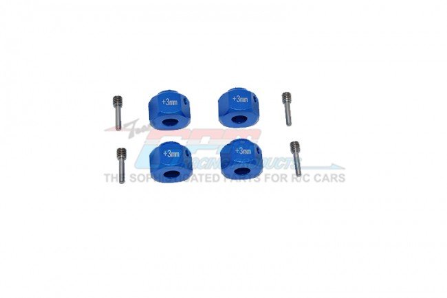 AXIAL Racing SCX10 III JEEP WRANGLER Aluminum Wheel Hex Adapters +3mm - 8pc - GPM SCX3010/+3M