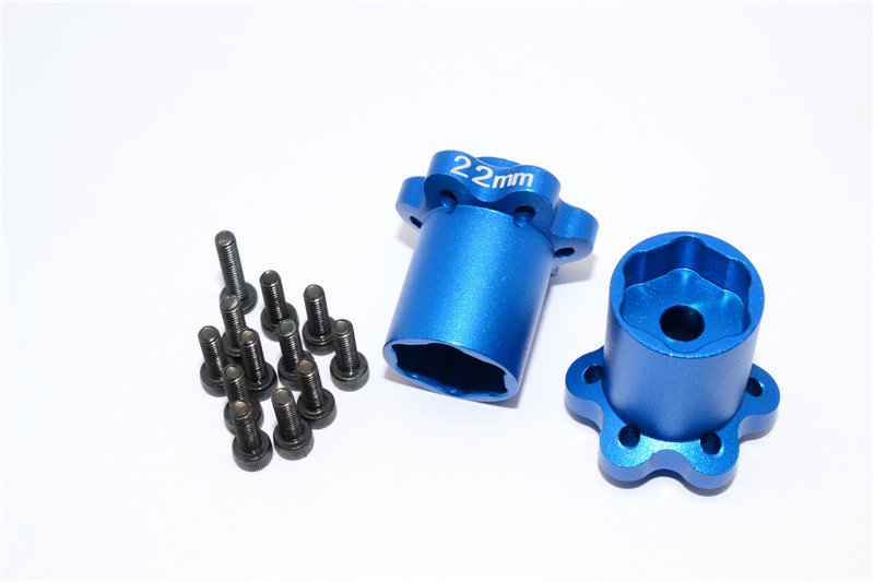 Axial Racing Yeti Aluminium 2.2 Wheel Hub Adapters (22mm Thickness) - 1pr set For Yeti, EXO, Wraith, SCX10 (AX80128) - GPM YT022C