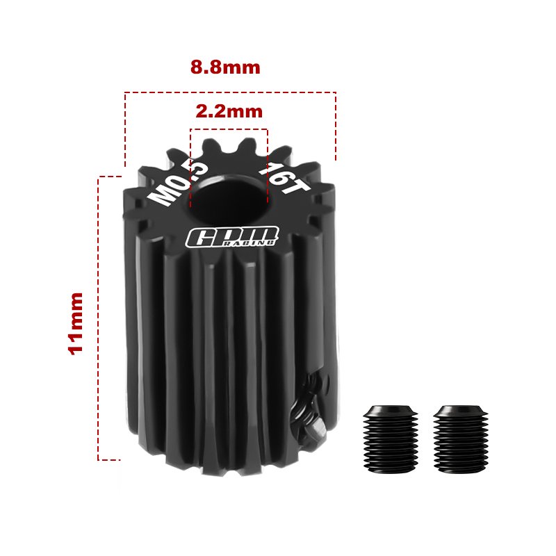 40Cr Steel Motor Gear 16T ( Module:0.5mm, Motor Tooth Diameter:2.2mm) - GPM MG216T/0.5M