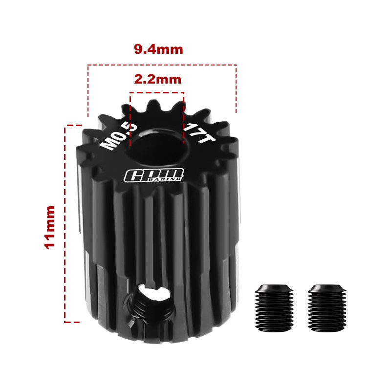 40Cr Steel Motor Gear 17T ( Module:0.5mm, Motor Tooth Diameter:2.2mm) - GPM MG217T/0.5M