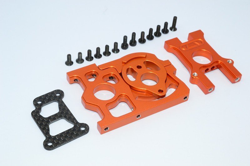 HPI WR8 Fluorescent x Aluminium Motorhalter & Center Differential Housing & Graphite Plate - 1set - GPM WR8038