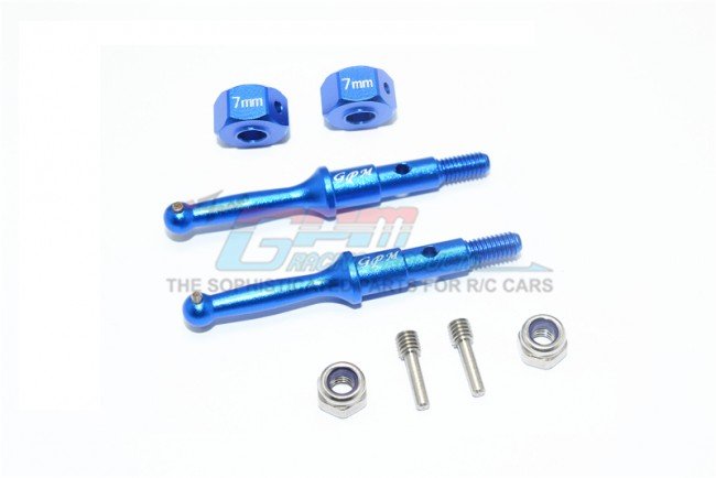 TAMIYA T3-01 DANCING RIDER Aluminum Rear Wheel Shaft W. Hex Adapter (7mm) - 8pc set - GPM T3023R/7MM