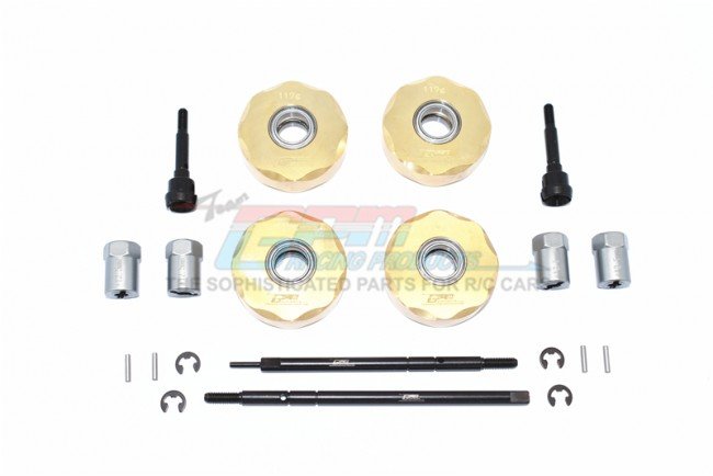 Tamiya CC02 MERCEDES-BENZ G500 Brass Pendulum Wheel Knuckle Axle Weight + 12.5mm Wider Hex+Harden Steel #45 Front CVD Joint+Rear Drive Shaft - 20 pcs set - GPM CC2023+12.5