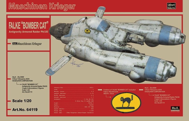 Hasegawa 64119 - 1/20 Ma.K Antigravity Armored Raider Pkf.85 Falke Bomber Cat