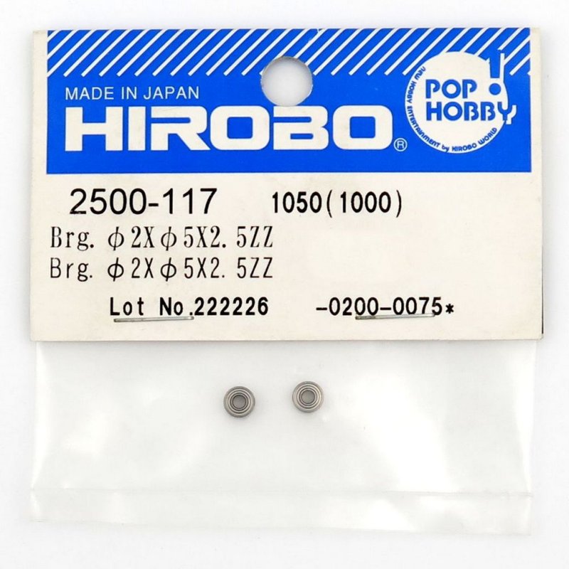 HIROBO 2500-117 BALL BEARING 2 X 5 X 2.5 MM 2PCS #52ZZ #2500117