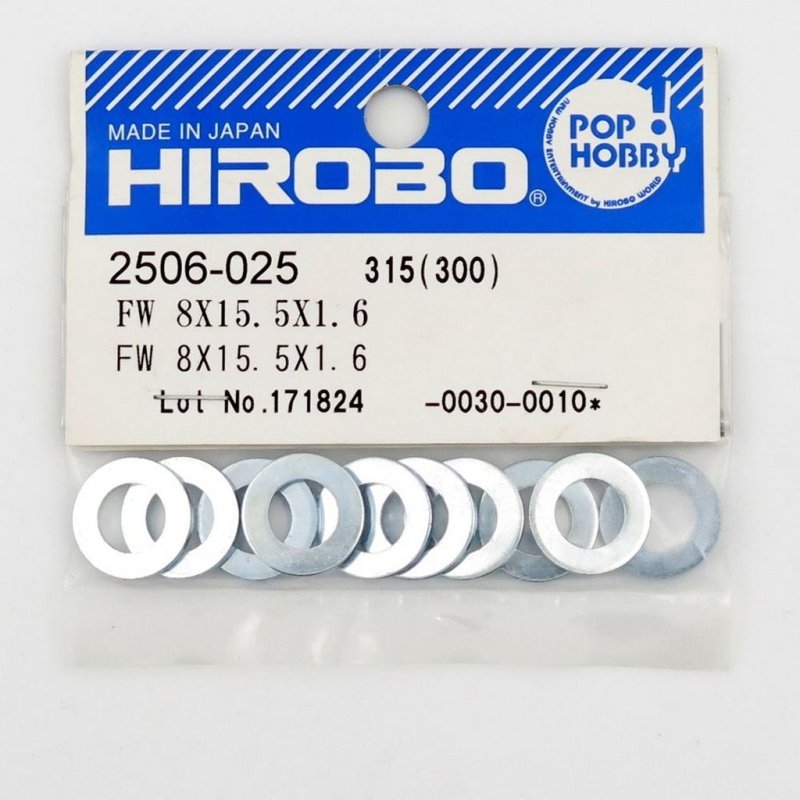HIROBO 2506-025 FLAT WASHER 8 X 15.5 X 1.6 #2506025