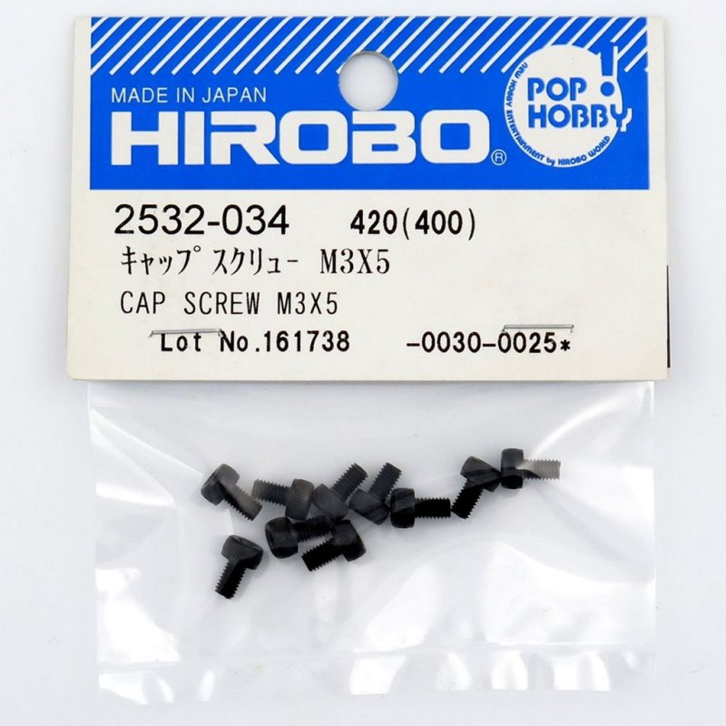 HIROBO 2532-034 CAP SCREW M3 X 5 10PCS #2532034