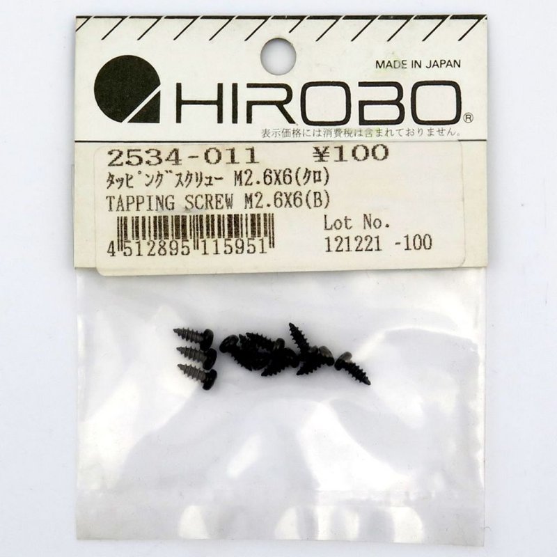 HIROBO 2534-011 TAPPING SCREW M2.6 X 6 10PCS #2534011