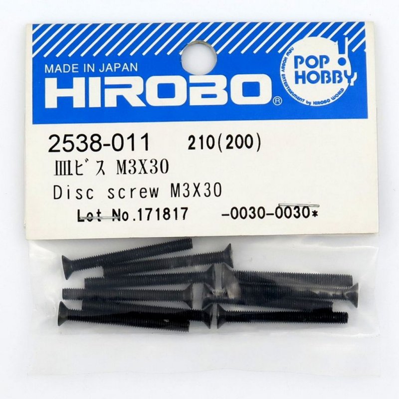 HIROBO 2538-011 PHILIPS COUNTERSINK DISK SCREW M3 X 30 10PCS #2538011