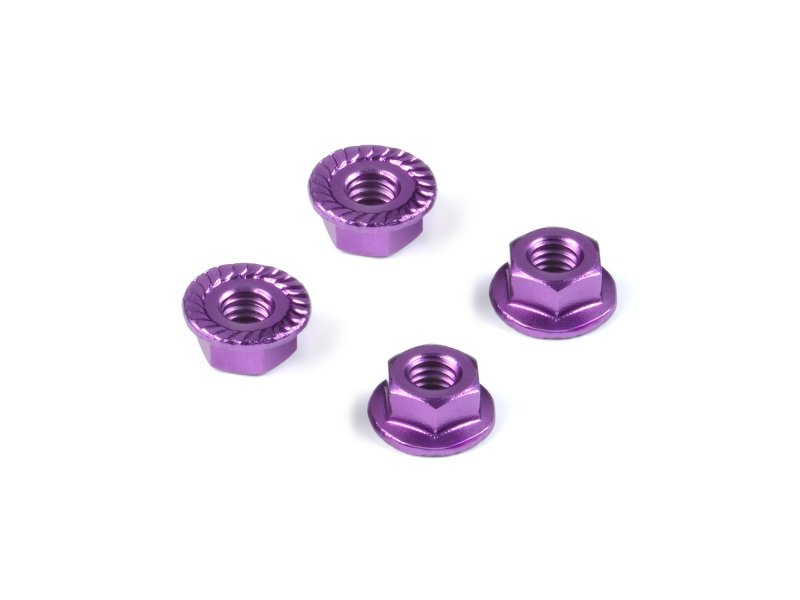 HUDY 296541-V Aluminium NUT M4 With Serrated Flange - Violet (4)