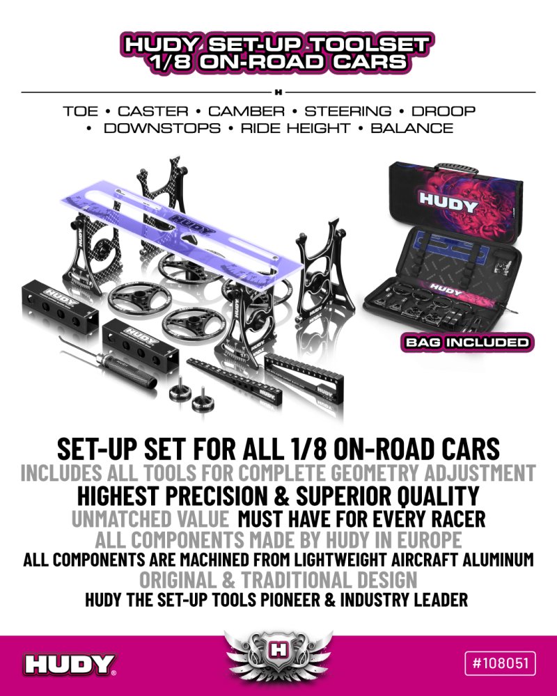 HUDY 108051 - SET-UP Tool set 1/8 ON-ROAD Cars
