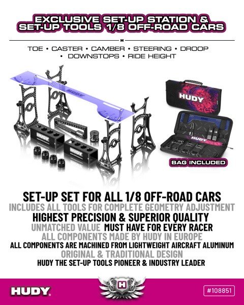 HUDY 108851 - SET-UP Station & SET-UP Tools + Carrying BAG FOR 1/8 OFF-ROAD Cars