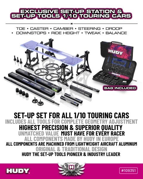 HUDY 109351 - SET-UP Station & SET-UP Tools + Carrying BAG FOR 1/10 Touring Cars