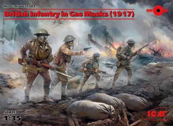 ICM 35703 - 1/35 British Infantry in Gas Masks (1917) (4 figures)