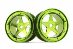 Aluminum 2.2'' 5-Spokes Black Wheels 2pcs set - Green