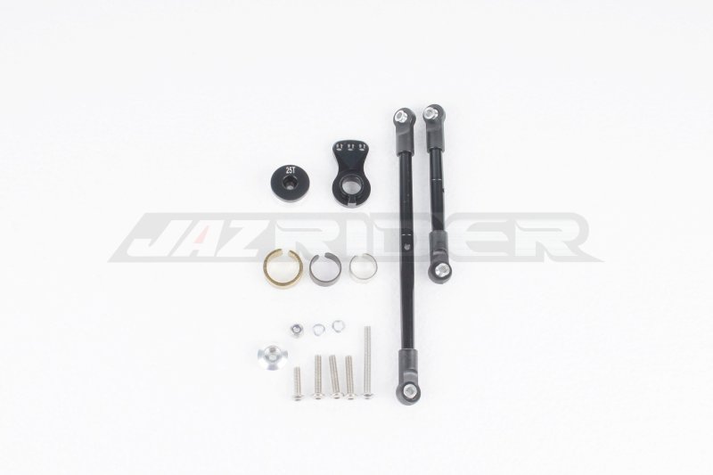 Jazrider Tamiya CC-02 Chasis Aluminium Hi-torque Servo Saver 25T w/Aluminium Tie Rod Set (Black)
