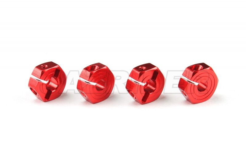 Tamiya TT-02 Aluminum 12mm Wheel Hex Hubs Adapter (Red)