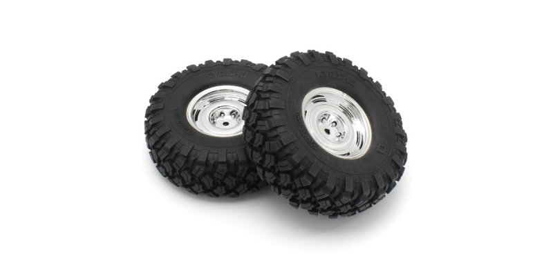 Kyosho CLTH001SC-40 - Complete Wheel & Tire Dish Silver Chrome (KC10/#40/2pcs)