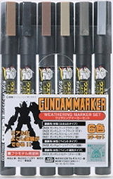 Mr.Hobby GSI-GMS107 - Gundam Marker Weathering Marker Six Colors Set (Paint)