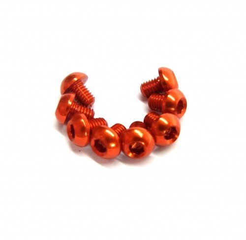 RACEOPT Aluminium Screw 8pcs, 3 x 4mm (Round Head) -Orange (RO-ABH3X4T-O)