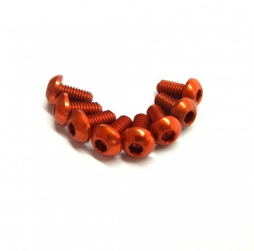 RACEOPT Aluminium Screw 8pcs, 3 x 6mm (Round Head) -Orange (RO-ABH3X6T-O)