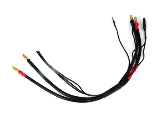 RAD-EA-10006 3 in 1 Charger Cable, 12 AWG Flex Black Wires, 4+5mm Plug and receiver plug