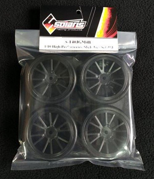 Solaris S-T40JGM4B 1/10 High-Performance Slick Tire Set 40-J Spoke Wheel (4 pcs/set)