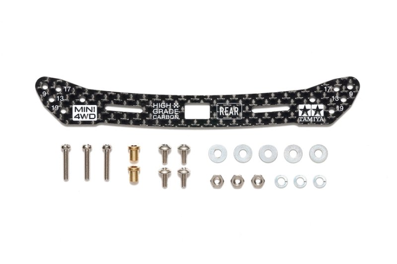 Tamiya 15549 - Jr HG 2mm Carbon Wide Rear Plate (Sliding Dampers)