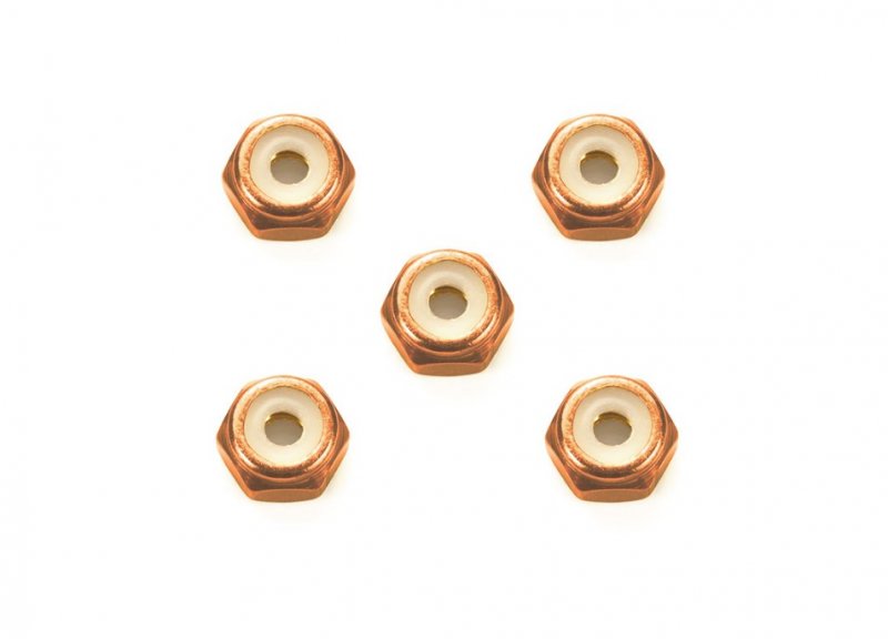 Tamiya 95556 - 2mm Aluminum Lock Nut (Orange, 5 Pcs.)