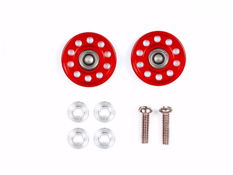 Tamiya 95549 - Aluminum Ball-Race Rollers (13mm Lightweight, Ringless, Red)