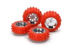 Tamiya 95713 - Jr Red Spike Tire with Silver Color Plated Wheel Set