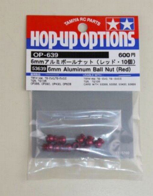 Tamiya 53639 - Aluminum Ball Nut 6mm Red OP-639