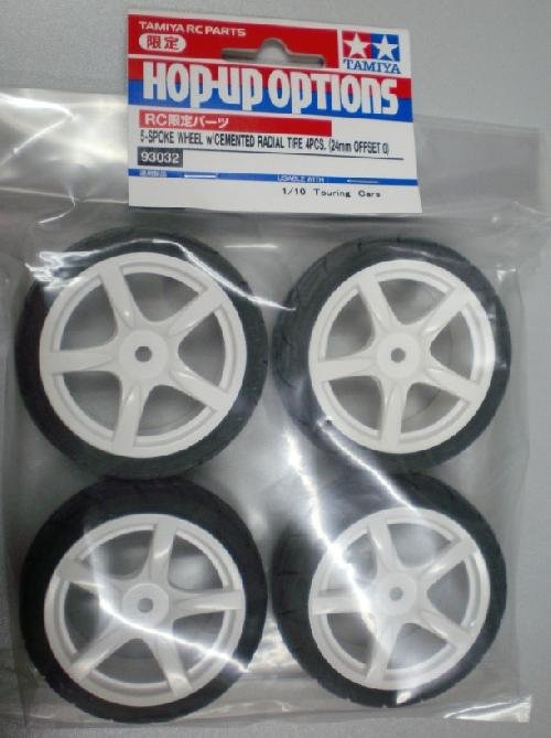 Tamiya 93032 - RC 5 Spoke Wheel with Radial Tire 4pcs (24mm/0)