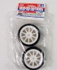 Tamiya 84357 - RC 10-Spoke White Wheels 2pcs - w/Reinforced Tires Type C 24mm