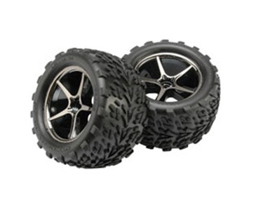 Traxxas (#7174A) GEMINI BLACK CHROME WHEELS / TALON TIRES