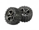 Traxxas (#7174A) GEMINI BLACK CHROME WHEELS / TALON TIRES